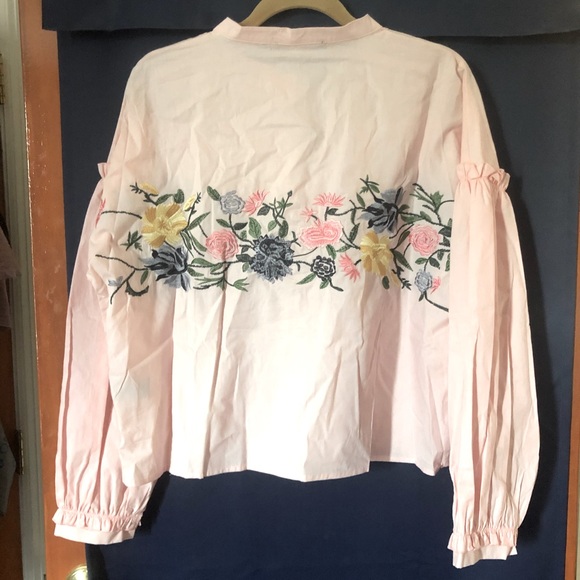 NWT, Vertigo Pink Embroidered Bubble Blouse L - Picture 2 of 8